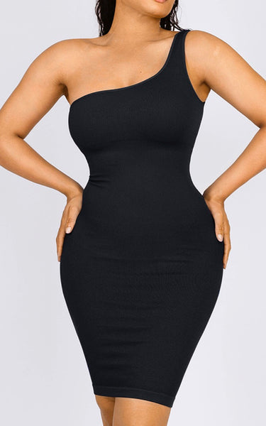 One Shoulder Shapewear Dress 2394 BROWN / 3XL/4XL One Shoulder Shapewear Dress 2394 BROWN / 3XL/4XL