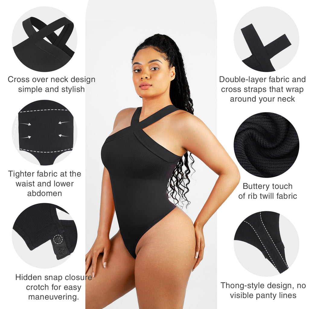 Cali Curves seamless shapewear Criss Cross Bodysuit is giving